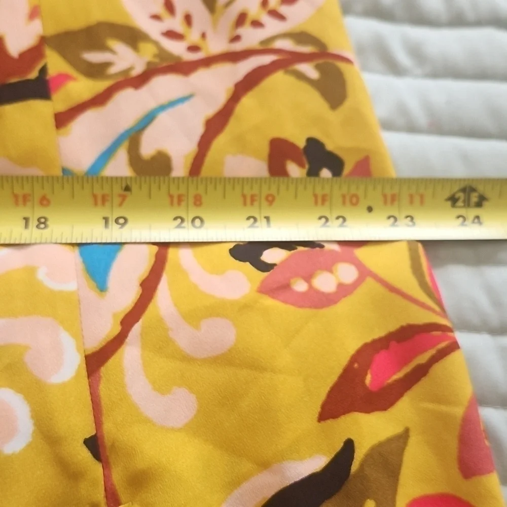 NWT Loft Plus Mustard Yellow Floral Paisley Print Belted Skirt 14Plus